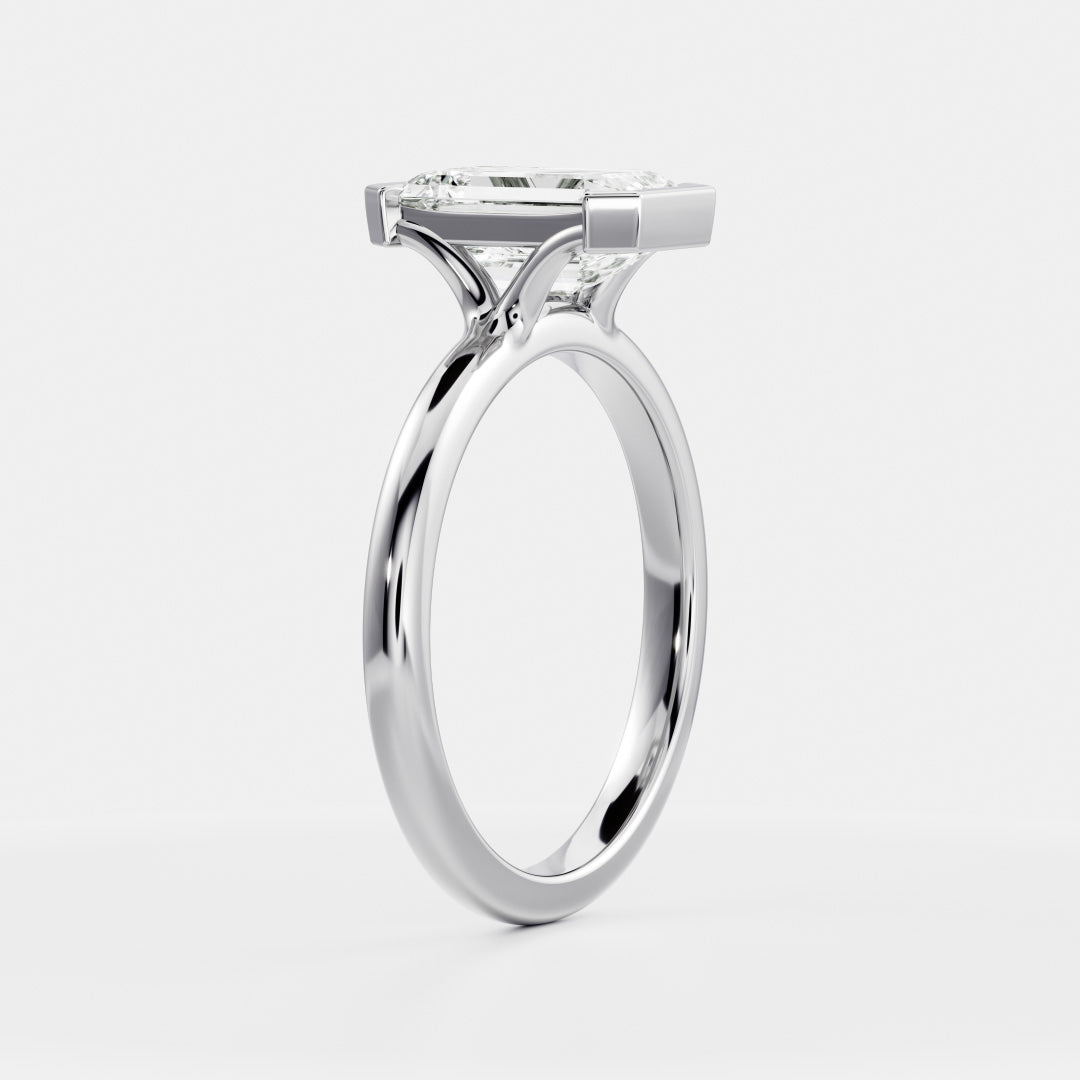 2 CT Emerald: Half Bezel Lab Grown Diamond Engagement Ring