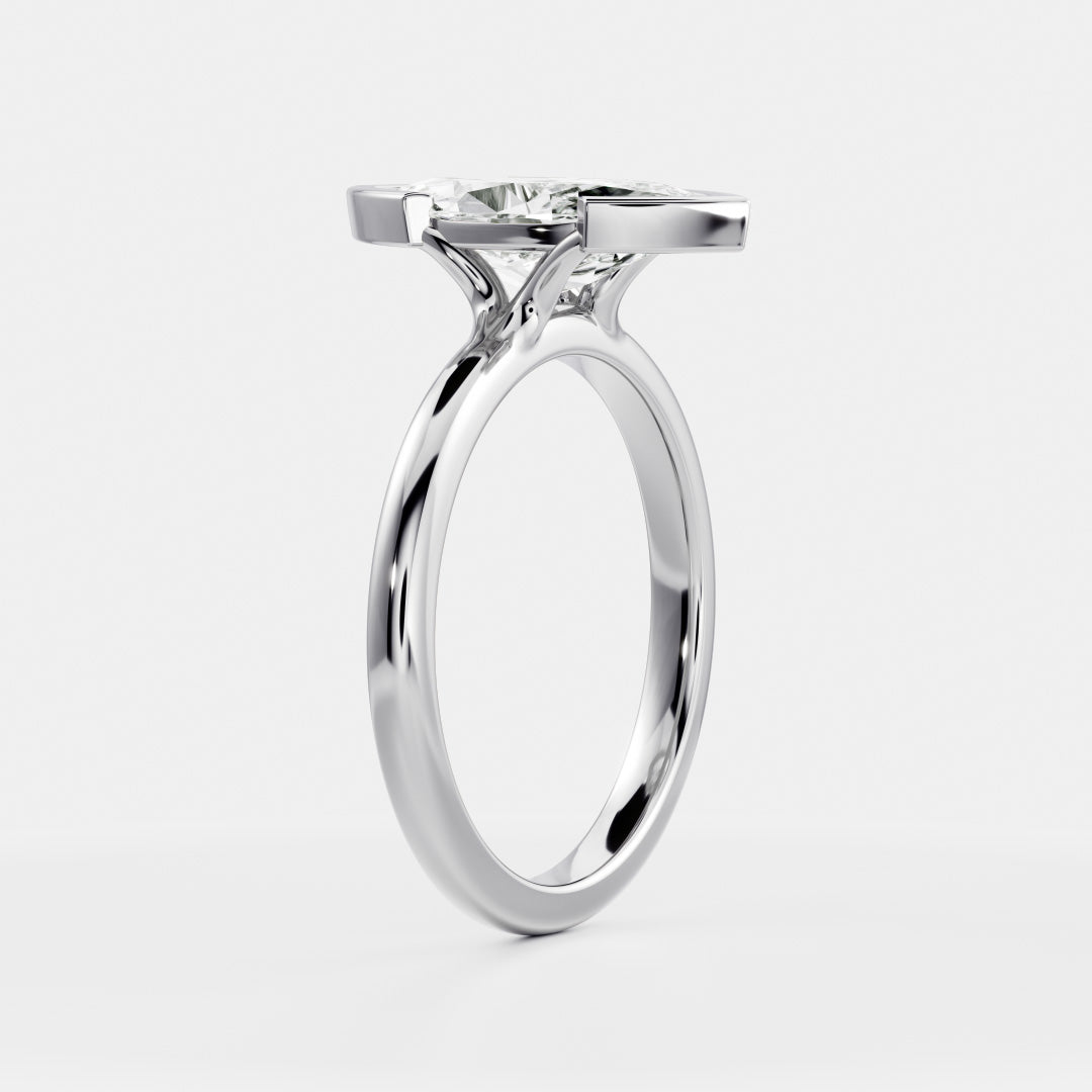 2 CT Marquise: Bezel Half Lab Grown Diamond