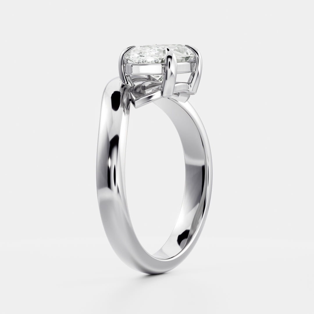 1.5 CT Marquise: Wavy Solitaire Lab Grown Diamond Engagement Ring