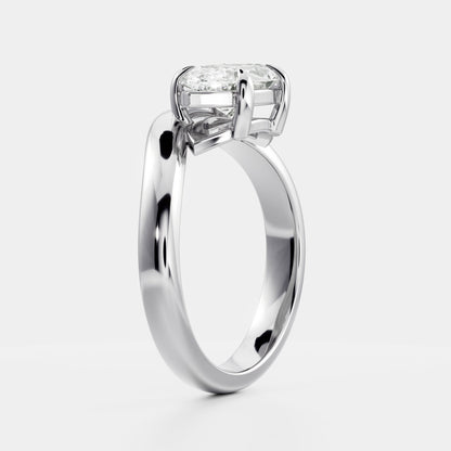 1.5 CT Marquise: Wavy Solitaire Lab Grown Diamond Engagement Ring
