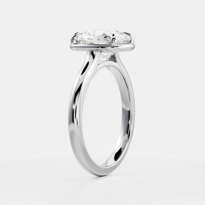 2.5 CT Elongated Cushion: Pronged Bezel Lab Grown Diamond