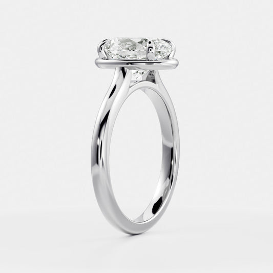 Oval: Pronged Bezel Lab Grown Diamond Engagement Ring