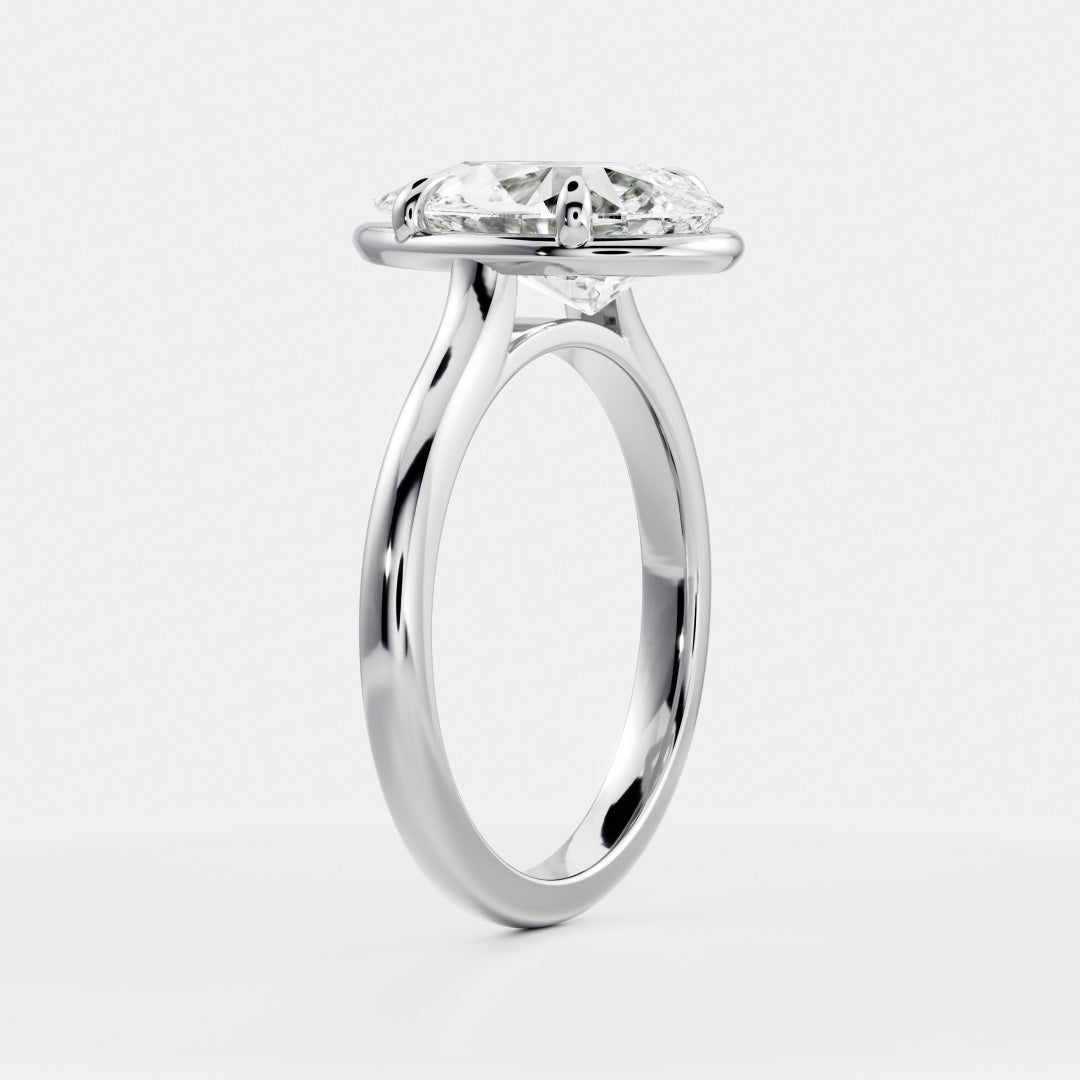 2.5 CT Pear: Pronged Bezel Lab Grown Diamond Engagement Ring