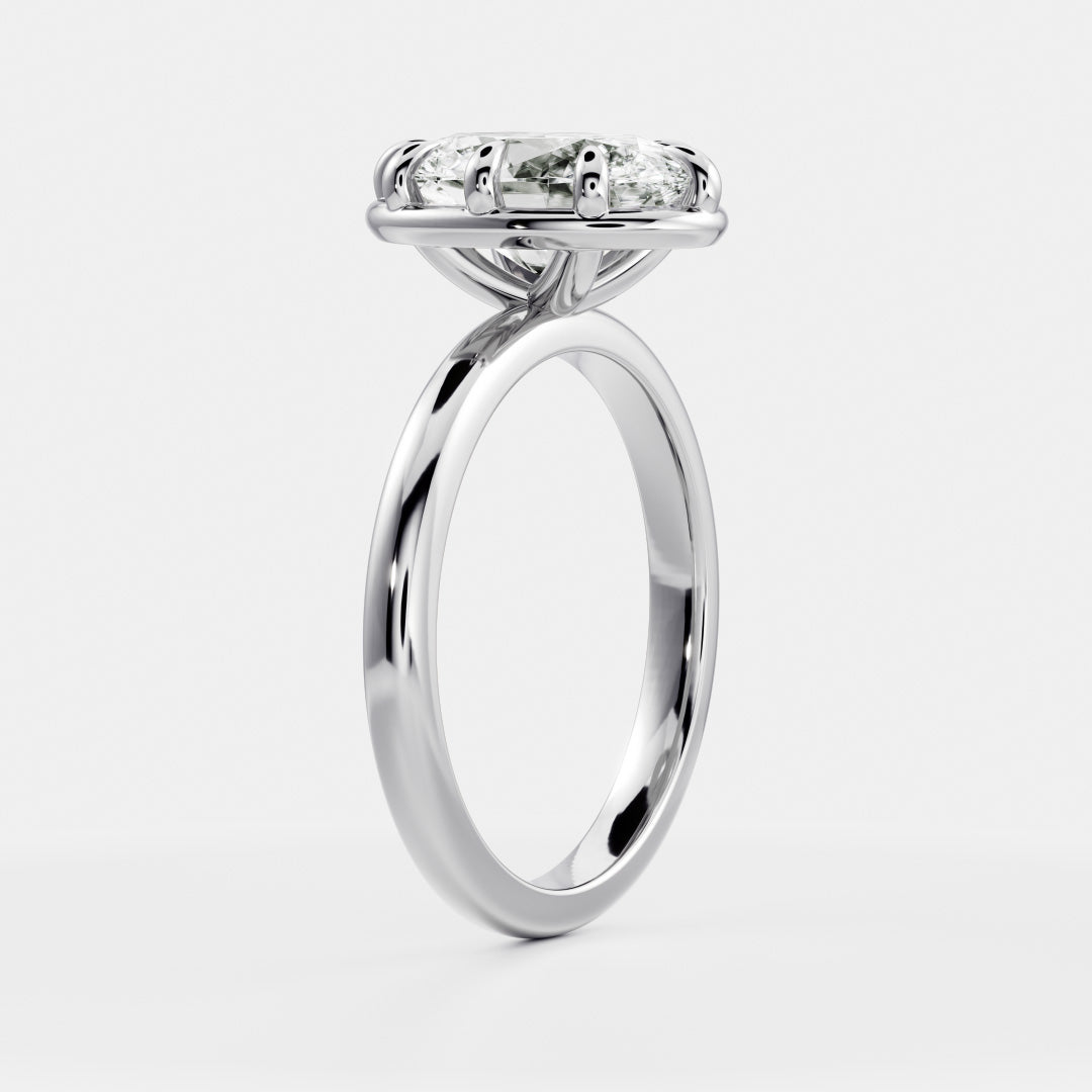 2.5 CT Oval: Pronged Bezel Lab Grown Diamond Engagement Ring