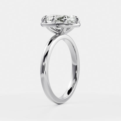 2.5 CT Oval: Pronged Bezel Lab Grown Diamond Engagement Ring