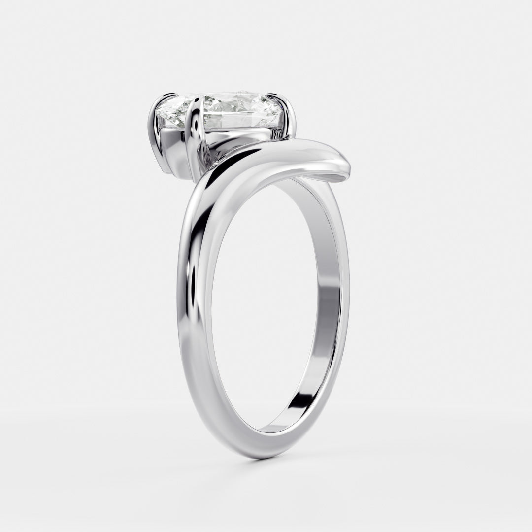 2 CT Oval: Solitaire Twisted Band Lab Grown Diamond Engagement Ring