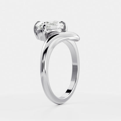 2 CT Oval: Solitaire Twisted Band Lab Grown Diamond Engagement Ring