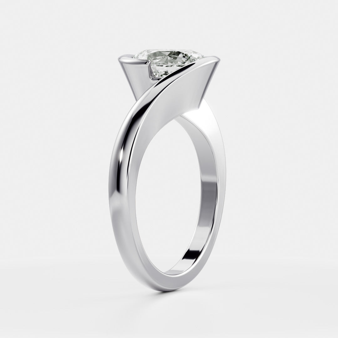 2 CT Oval: Solitaire Swirl Lab Grown Diamond