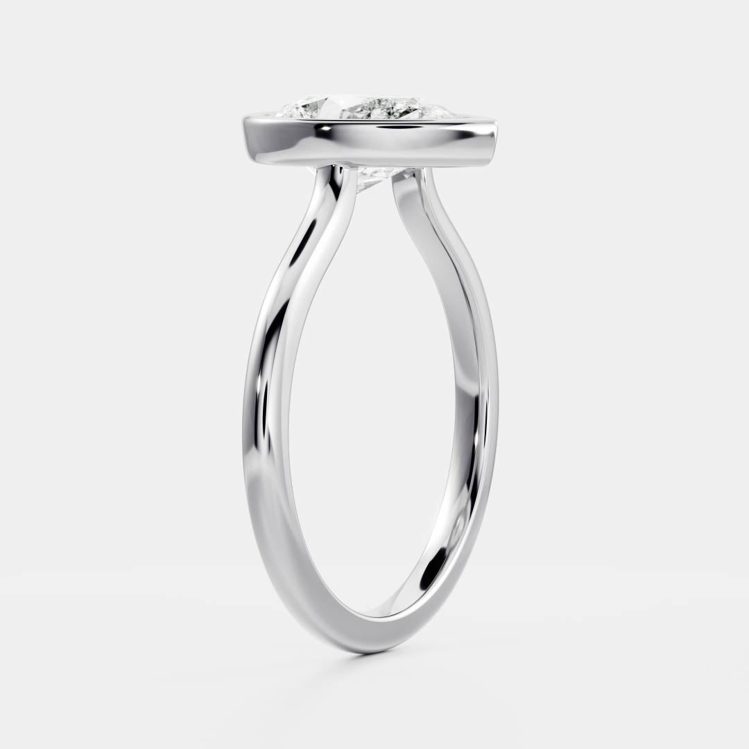 2 CT Pear: Bezel Lab Grown Diamond Engagement Ring
