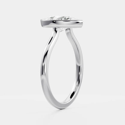 2 CT Pear: Bezel Lab Grown Diamond Engagement Ring