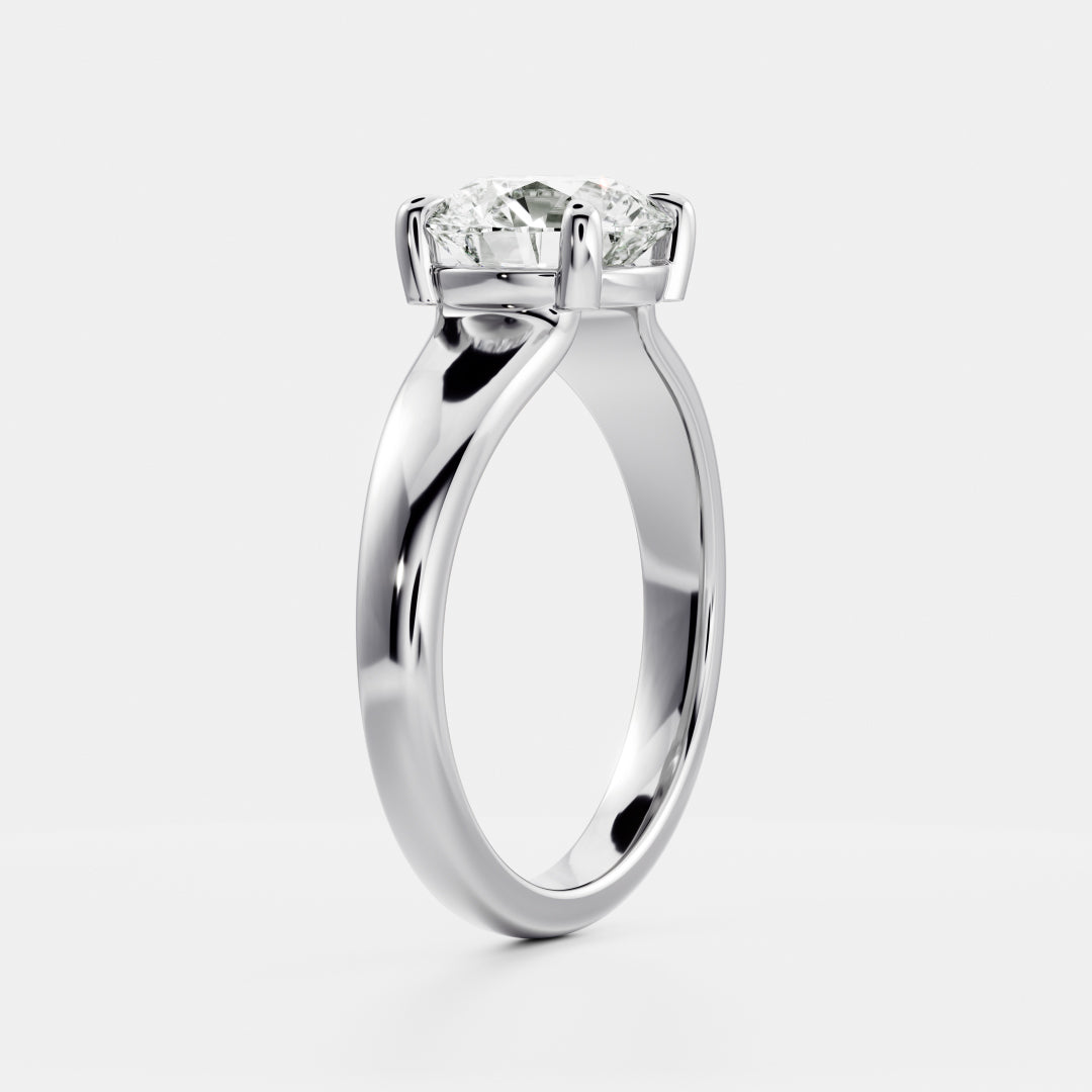 1.5 CT Round : Chunky Solitaire Lab Grown Diamond Engagement Ring