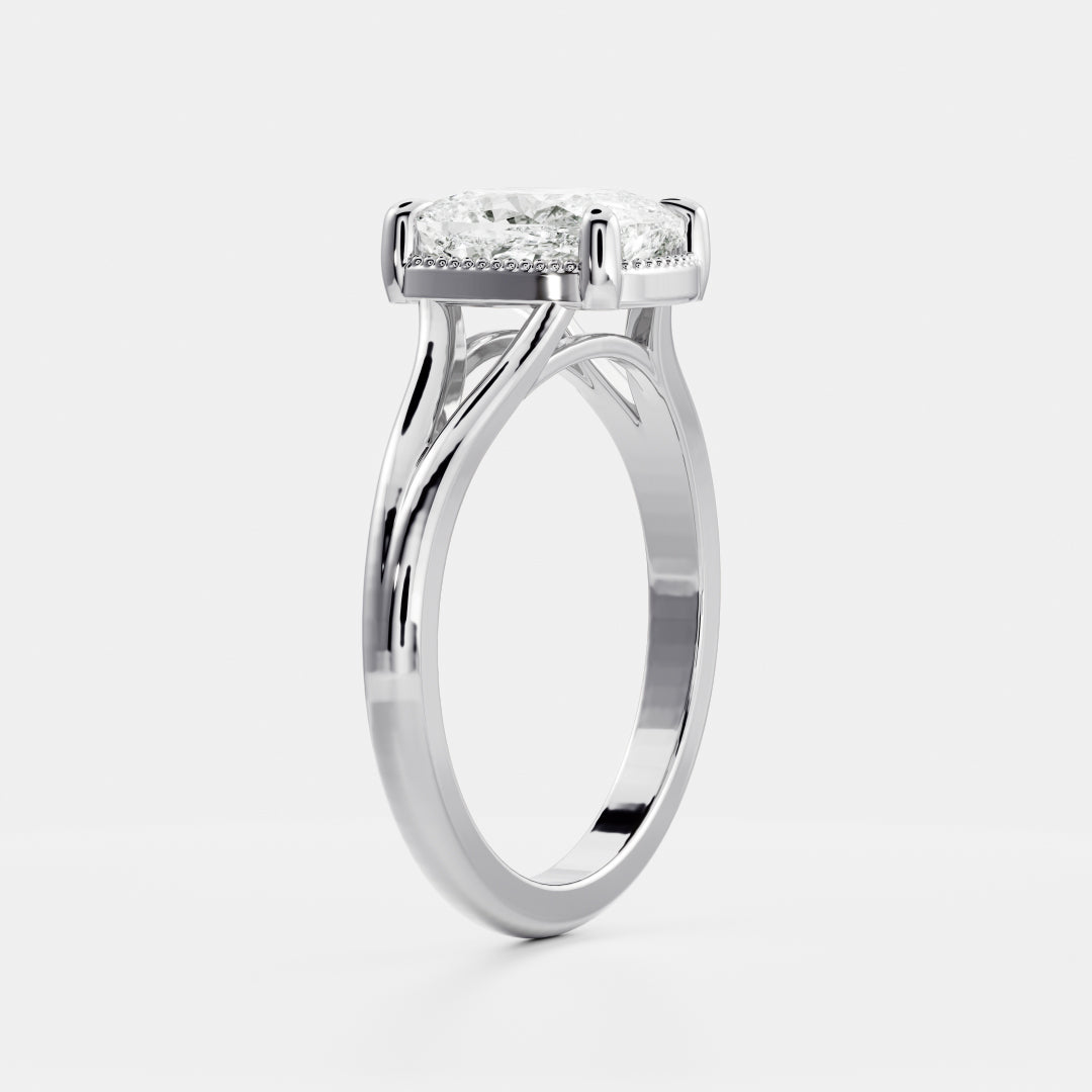 Elongated Cushion: Split Shank Milgrain Lab Grown Diamond