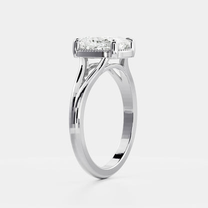 Elongated Cushion: Split Shank Milgrain Lab Grown Diamond