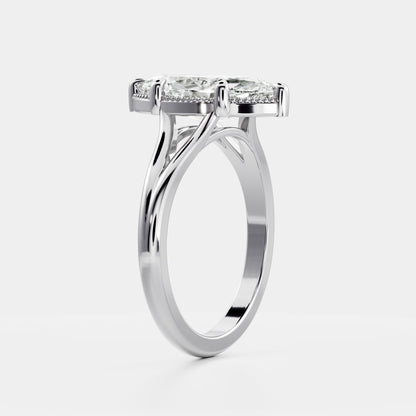 2.5 CT Marquise: Pronged Bezel Split Shank Lab Grown Diamond Engagement Ring
