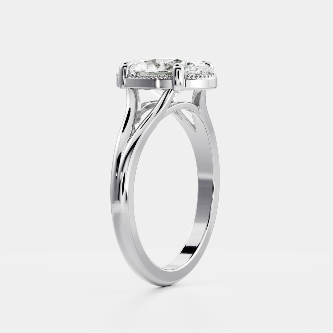 2.5 CT Oval: Pronged Bezel Split Shank Lab Grown Diamond Engagement Ring