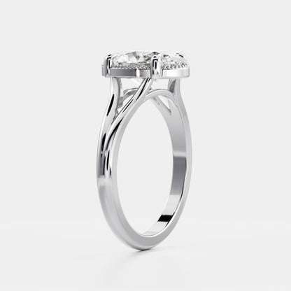 2.5 CT Oval: Pronged Bezel Split Shank Lab Grown Diamond Engagement Ring
