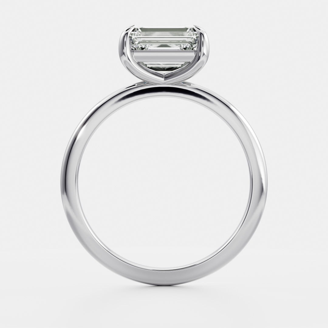 1.5 CT East West Emerald: Solitaire Lab Grown Diamond Engagement Ring