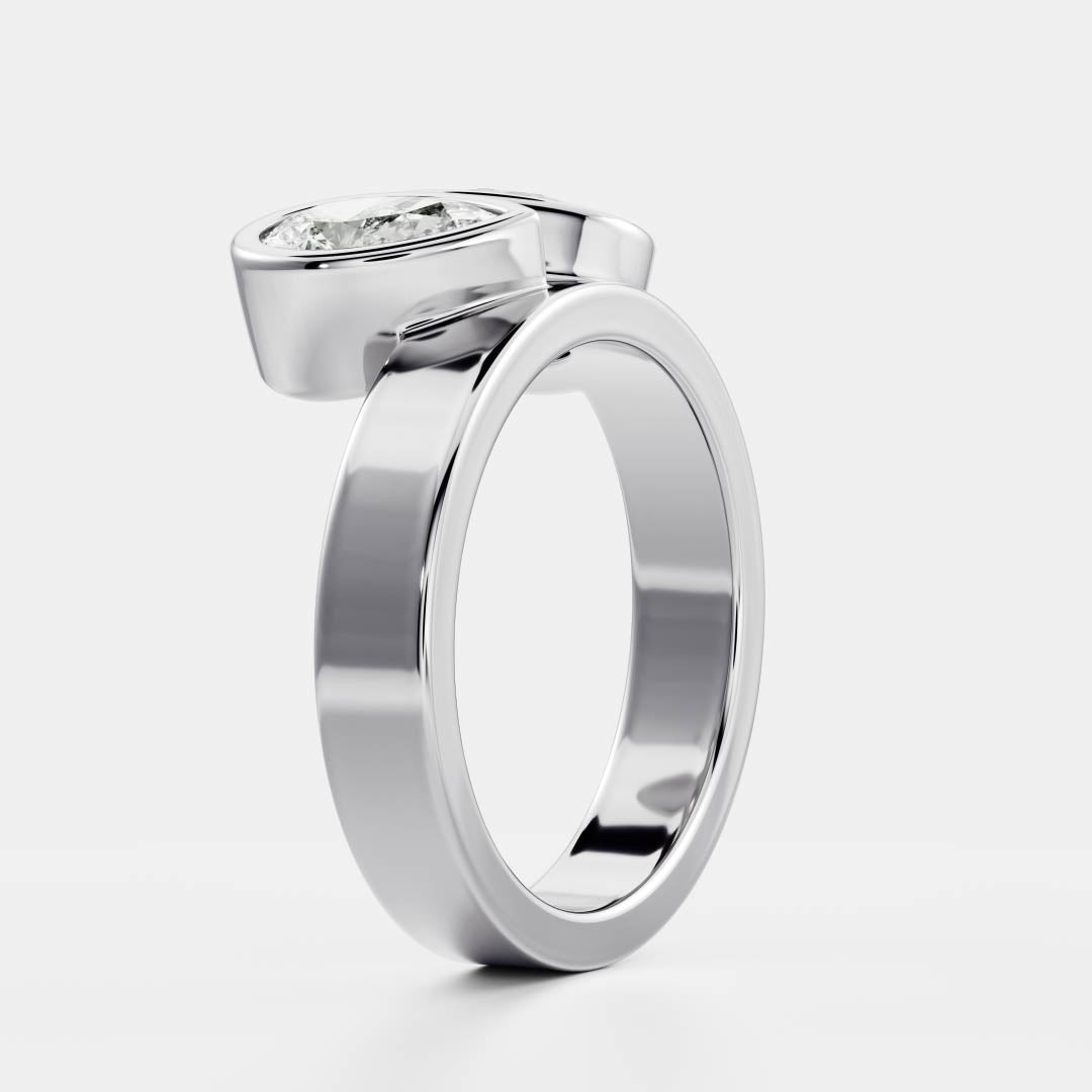 3 CT Oval & Pear: Chunky Toi Et Moi Bezel Lab Grown Diamond Engagement Ring