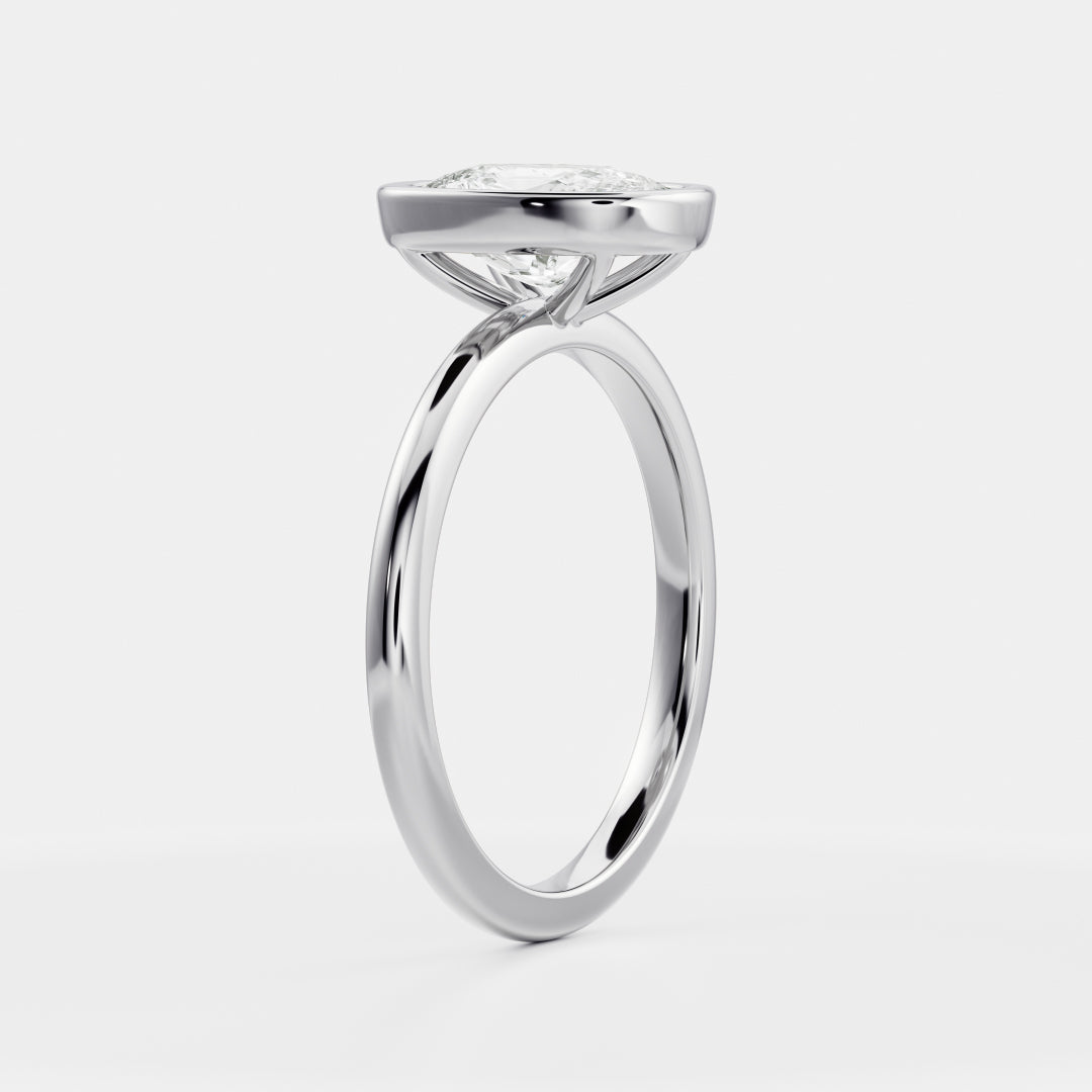 1.5 CT Elongated Cushion: Bezel Lab Grown Diamond Engagement Ring