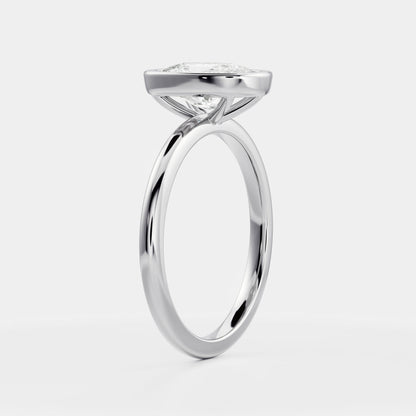 1.5 CT Elongated Cushion: Bezel Lab Grown Diamond Engagement Ring
