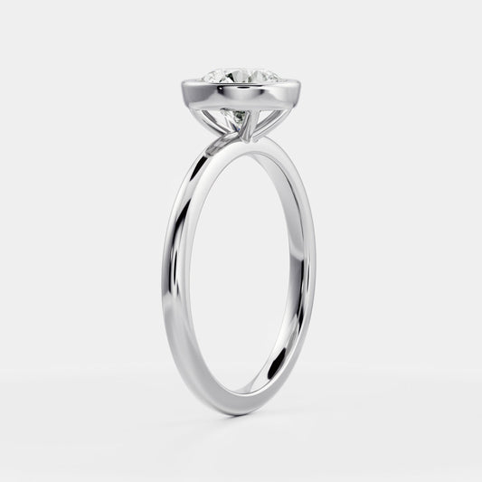 Round: Bezel Solitaire Lab Grown Diamond Engagement Ring