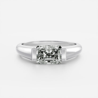 1.5 CT Radiant: Half Bezel Signet Lab Grown Diamond