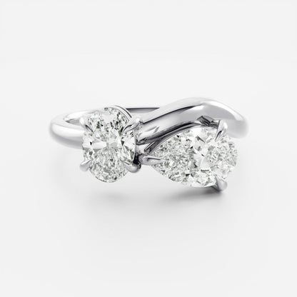 2 CT Oval & Pear: Curved Toi Et Moi Lab Grown Diamond