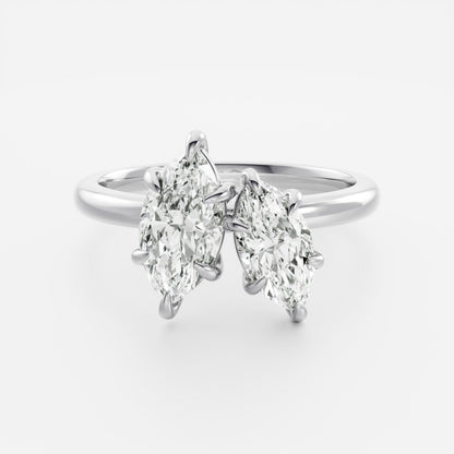 2 CT Marquise: Toi Et Moi Lab Grown Diamond Engagement Ring