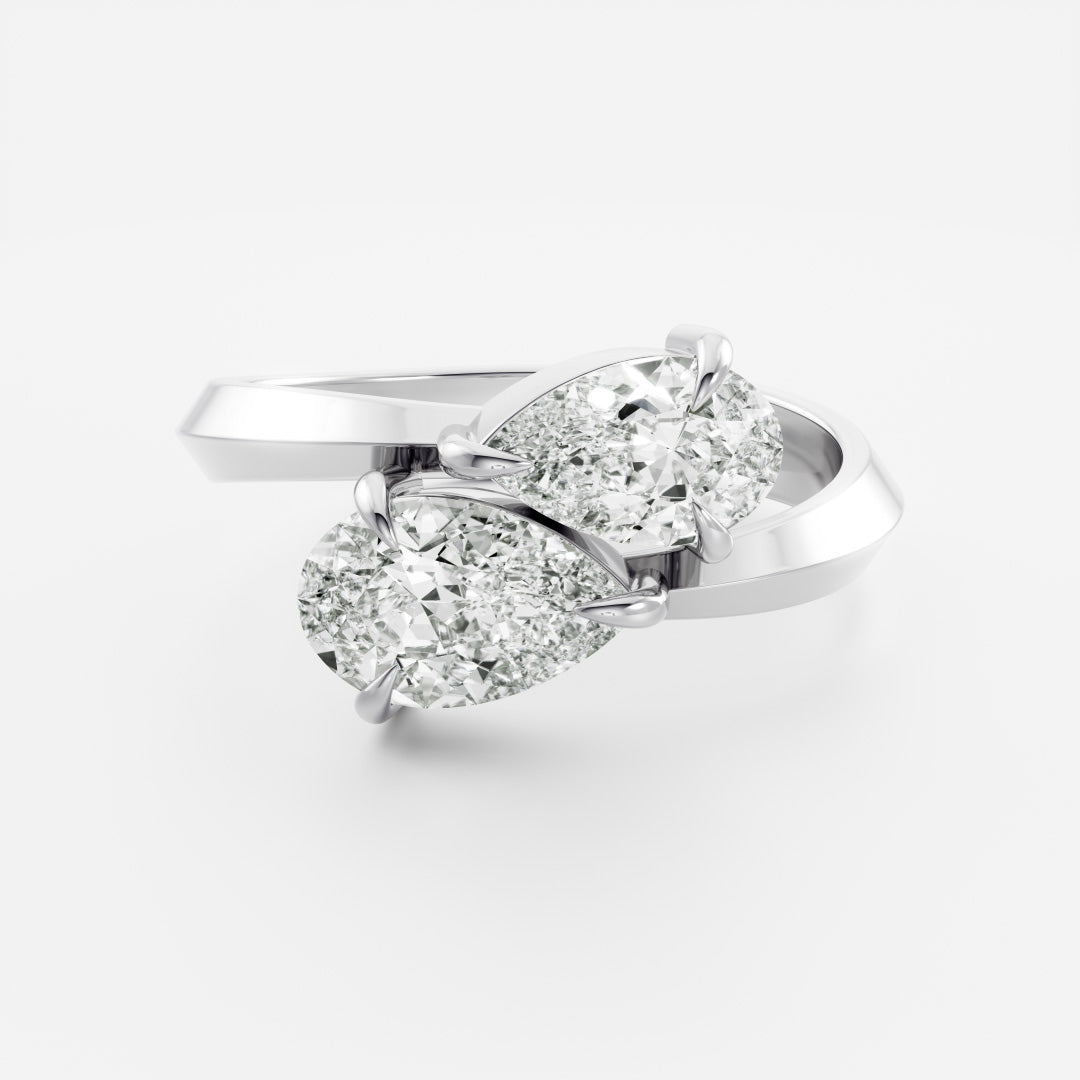 3 CT Pear: Twisted Knife Edge Toi Et Moi Lab Grown Diamond