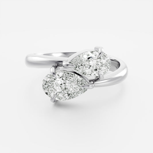 3 CT Pear Toi et Moi: Lab Grown Diamond Engagement Ring