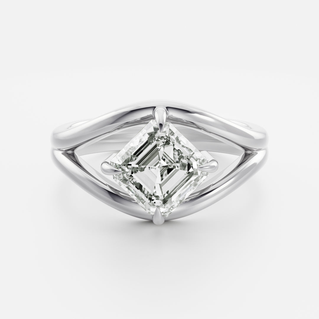 East-West Asscher: Split Shank Lab Grown Diamond