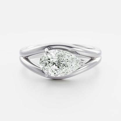 2 CT East-West Pear: Split Shank Lab Grown Diamond