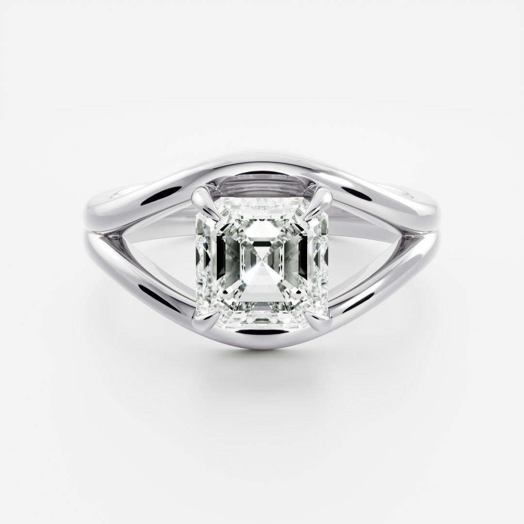 2 CT Asscher: Split Shank Lab Grown Diamond Engagement Ring