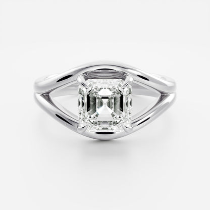 2 CT Asscher: Split Shank Lab Grown Diamond Engagement Ring