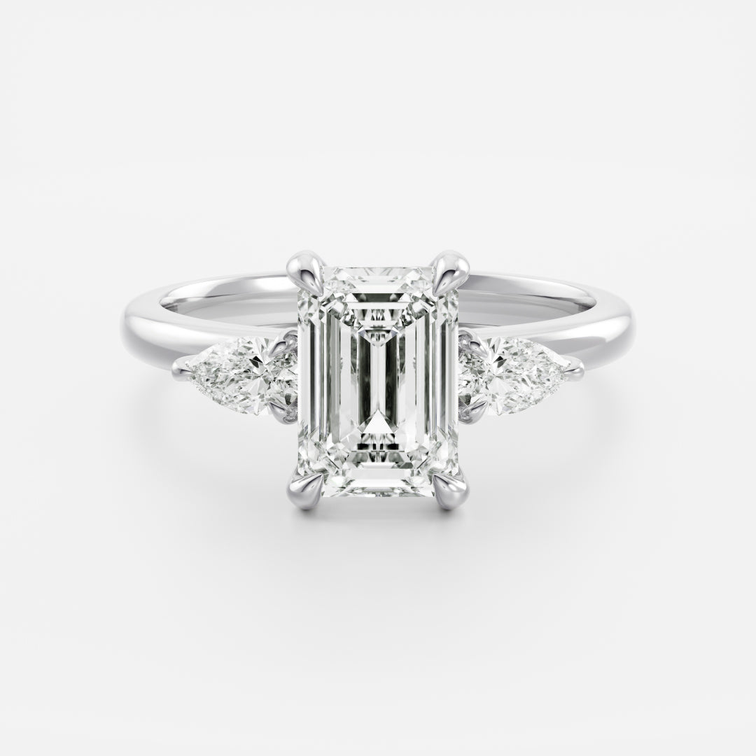 Emerald: Three Stone Lab Grown Diamond