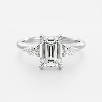 Emerald: Three Stone Lab Grown Diamond