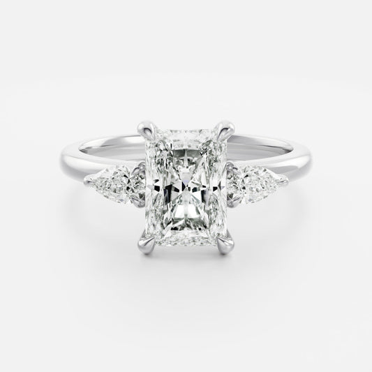 Radiant: Three Stone Lab Grown Diamond Engagement Ring