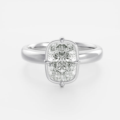 2.5 CT Elongated Cushion: Pronged Bezel Lab Grown Diamond Engagement Ring