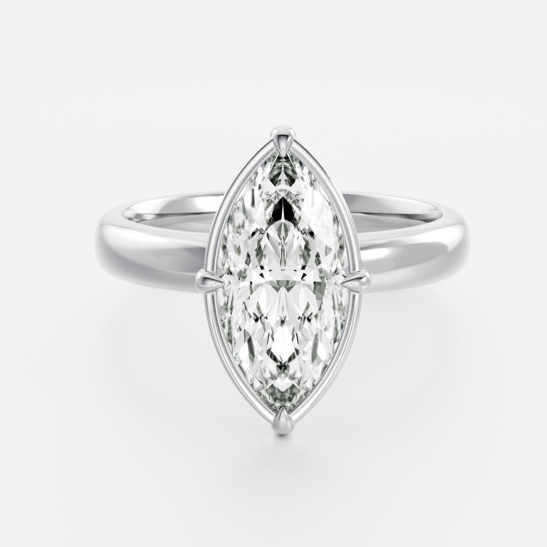 2.5 CT Marquise: Pronged Bezel Lab Grown Diamond Engagement Ring