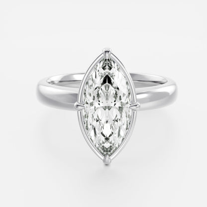 2.5 CT Marquise: Pronged Bezel Lab Grown Diamond Engagement Ring