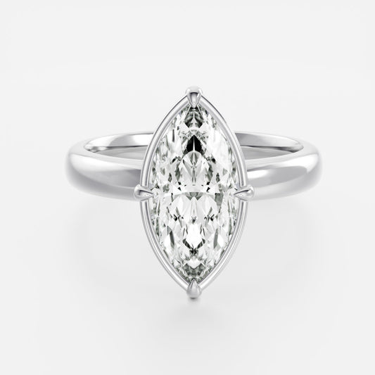 2.5 CT Marquise: Pronged Bezel Lab Grown Diamond Engagement Ring