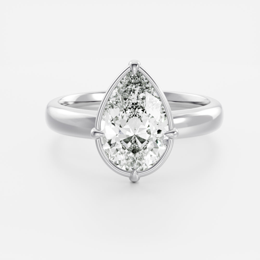 2 CT Pear: Pronged Bezel Lab Grown Diamond Engagement Ring