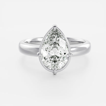 2 CT Pear: Pronged Bezel Lab Grown Diamond Engagement Ring