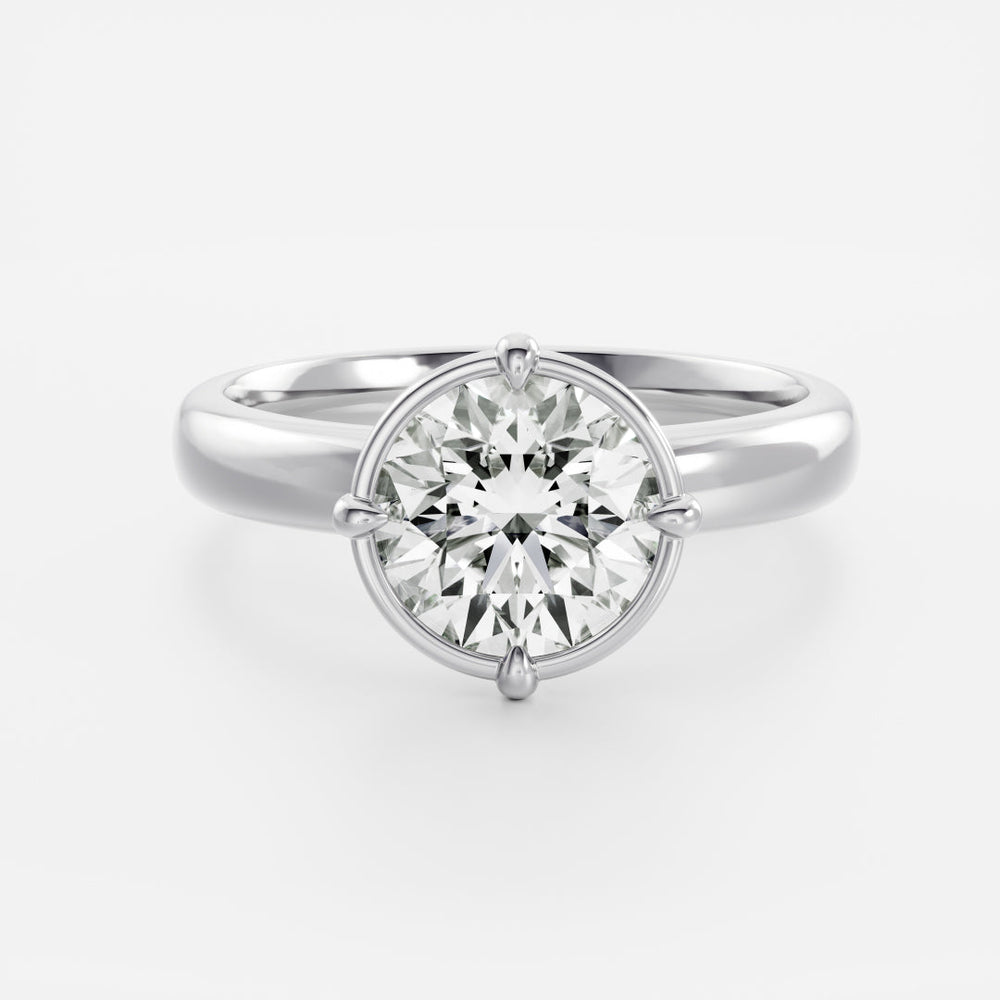 Round: Pronged Bezel Lab Grown Diamond Engagement Ring