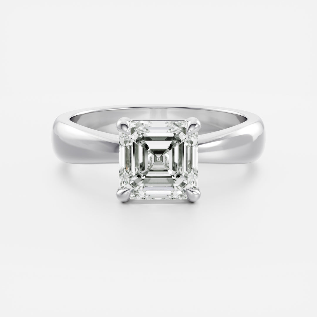 1 CT Asscher: Solitaire Lab Grown Diamond Engagement Ring
