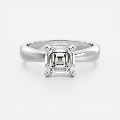 1 CT Asscher: Solitaire Lab Grown Diamond Engagement Ring