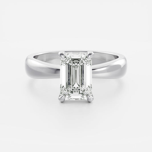 Emerald: Tapered Solitaire Lab Grown Diamond Engagement Ring