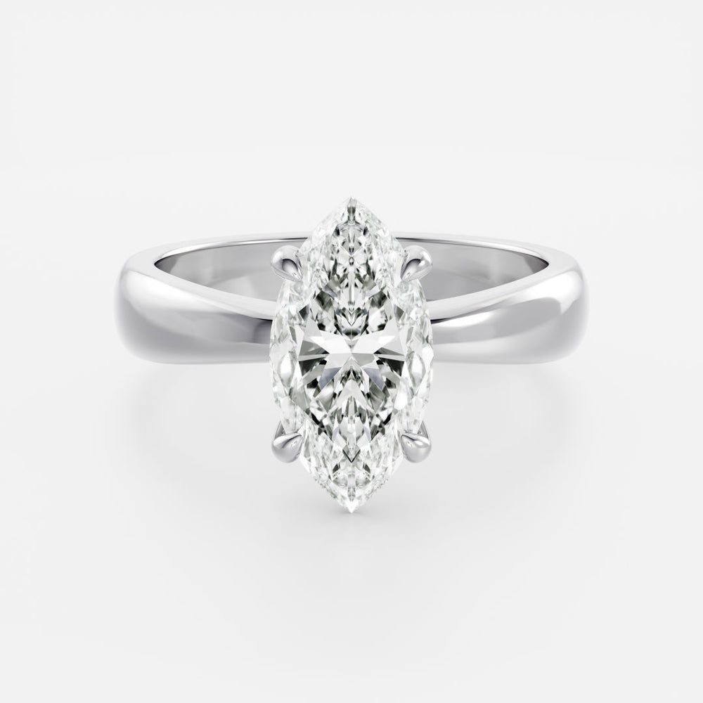 Marquise: Tapered Solitaire Lab Grown Diamond Engagement Ring
