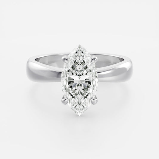 Marquise: Tapered Solitaire Lab Grown Diamond Engagement Ring