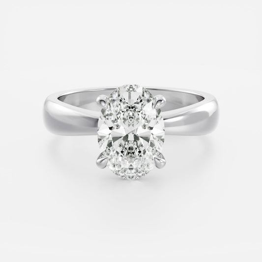 1.5 CT Oval: Chunky Solitaire Lab Grown Diamond Engagement Ring